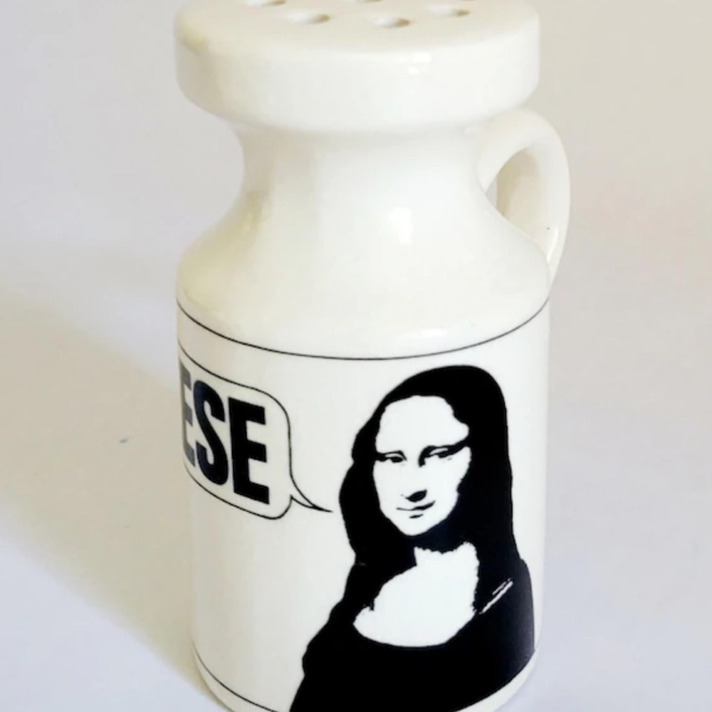 Vintage 60s Mona Lisa Cheese Shaker: Japanese Ceramic Pop Art